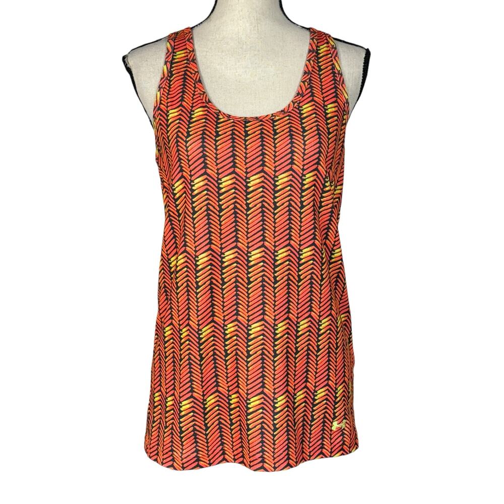 Under Armour Large Surftide Fitted Tank Top HeatGear Racerback After Burn Orange